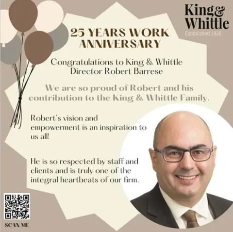 Congratulations to Robert Barrese, Director - 25 years work Anniversary